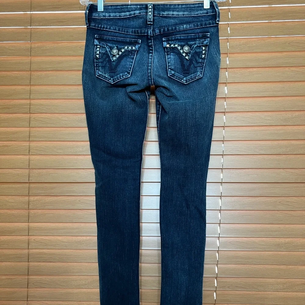 PRVCY Skinny Jean Studs Blue Flap Pocket women’s Size 25